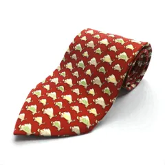 Salvatore Ferragamo ネクタイ レッド シルク 総柄 イノシシ 猪 イタリア製