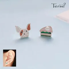 アシンメトリー ピアス フレンチブルドッグ ケーキ バレンタイン プレゼント パール かわいい 犬 左右非対称 レディース アクセサリー 冬 普段使い おしゃれ お出かけ 彼女へ ホワイトデー ギフト デザイン 人気