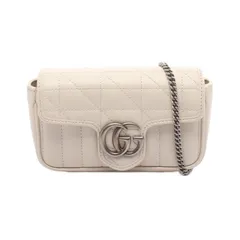 グッチ GUCCI ショルダーバッグ GGマーモント スーパーミニバッグ 476433 オフホイワイト レザー GGマーモント ミニ チェーンショルダー レディース Used A