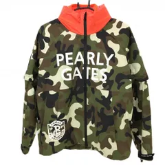 【超美品】パーリーゲイツ 4WAYライナー付ジャケット カーキ×黒 フリース蛍光オレンジ  レディース 2(L) ゴルフウェア PEARLY GATES