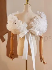 ドレスアレンジ ウェディングボレロ ウエディングボレロ ショール 二の腕カバー 花嫁 結婚式 二次会 披露宴 お色直し 前撮り ホワイト