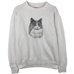 古着 90年代 デルタ DELTA アニマル柄 ネコ柄 アニマル スウェットシャツ トレーナー メンズM相当/eaa607339