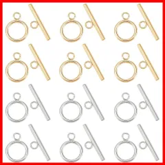 【新着商品】304ステンレス 留め具 2色 Tバー付き 12個セット トグル 接続金具 クラスプ マンテルリング ジュエリー用 パーツ アクセサリーパーツ マンテル ネックレス・ブレスレットなど PandaHall 手作り素材 PH 手芸用品