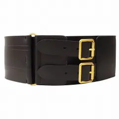 極美品 Christian Dior クリスチャンディオール ロゴ ベルト コルセット レザー ダブル ウエスト ゴールド金具 レディース 【中古】 /TNT