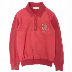 Vintage Burberrys バーバリーズ オールド 刺繍 ニット 切替 ポロシャツ 長袖 トップス サイズL レッド 赤 レディース 【中古】