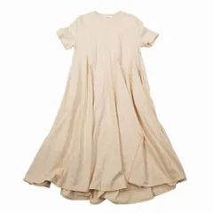 PLAIN PEOPLE プレインピープル A1511UA 414 フレアドレープ ワンピース 半袖 マキシ丈 ライトベージュ 2 M レディース 【中古】