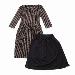 ANAYI アナイ チェーン総柄 ワンピース パフスリーブ 7分袖 ひざ丈 15829-72-51-360 サイズ36 S レディース 【中古】