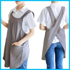 【人気商品】無地 綿 シンプル 北欧 大人 キッチン かわいい ワークエプロン X型 クロス 母の日 軽量 ワンピース かぶるだけ メンズ ギフト レディース リネン 麻 おしゃれ プレゼント エプロン life] [bh