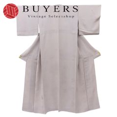 中古】 色無地 正絹 くすみブラウン ピンク系 一つ紋 和装 呉服 和服