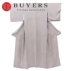【中古】 色無地 正絹 グレー 単衣 花柄 一つ紋 和装 呉服 和服 きもの レディース 女性