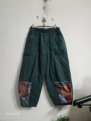 キルティング パッチワーク ジョガー パンツ グリーン 28 29