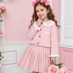 入学式 女の子 スーツ キッズ 即購入OK 卒園式 子供服 小学生 子供 フォーマル 上下セット プリーツスカート フリル ジャケット 入学式スーツ 子供スーツ  着回し 発表会 結婚式 七五三 おしゃれ 可愛い chaotong01