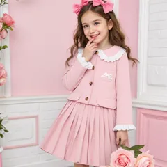 入学式 女の子 スーツ キッズ 即購入OK 卒園式 子供服 小学生 子供 フォーマル 上下セット プリーツスカート フリル ジャケット 入学式スーツ 子供スーツ  着回し 発表会 結婚式 七五三 おしゃれ 可愛い chaotong01