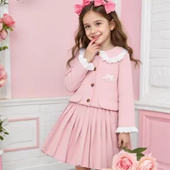 入学式 女の子 スーツ キッズ 即購入OK 卒園式 子供服 小学生 子供 フォーマル 上下セット プリーツスカート フリル ジャケット 入学式スーツ 子供スーツ  着回し 発表会 結婚式 七五三 おしゃれ 可愛い chaotong01