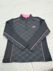 THE NORTH FACE ザノースフェイス ブラック ピンク ハーフネック 長袖 Tシャツ