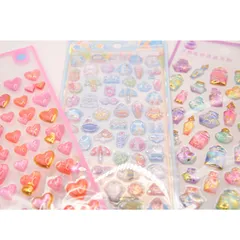 3Dシール ぷくぷくシール ボンボンドロップ風シール 立体　3枚セット　③