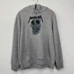 Metallica x GU コラボ スカル プリンティング グレー フーディー Tシャツ S