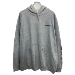 Carhartt ロゴスウェット パーカー 2XL ライトグレー カーハート プルオーバー フーディー amazon logistics 刺繍 トップス 秋物 a801-5676