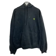 00s Champion ロゴスウェット パーカー L ブラック チャンピオン プルオーバー 00年代 ワンポイント刺繍 トップス 秋物 a801-5680