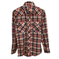 70s USA製 Wrangler ウェスタンシャツ S～ マルチカラー ラングラー スナップボタン レインボータグ チェック柄 カウボーイ 春物 a801-5682