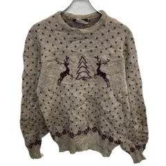 80～90s USA製 Eddie Bauer ウールニット セーター M ベージュ エディーバウアー プルオーバー ノルディック柄 黒タグ 秋冬物 a801-5683