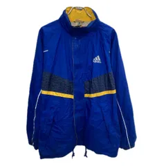 90s adidas ジャケット L ブルー アディダス ジップアップ ドローコード スポーティー フード付き アウター 春秋物 a801-5684