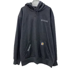 carhartt ロゴスウェット パーカー 2XL ダークグレー カーハート プルオーバー フーディー ワンポイント ビッグサイズ 秋物 a801-5700