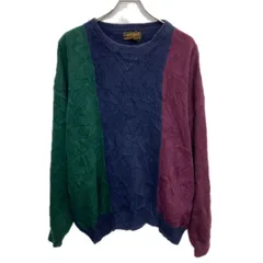 90s Eddie Bauer コットンニット セーター L マルチカラー エディーバウアー プルオーバー 90年代 黒タグ トップス 秋物 a801-5710