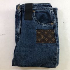 未使用 ルイヴィトン デニムパンツ モノグラム レザーパッチ