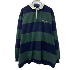 POLO SPORT RALPH LAUREN 長袖 ラガーシャツ XXL グリーン ネイビー ポロ ラルフローレン コットン100% ボーダー 刺繍ロゴ 春物 a801-5731