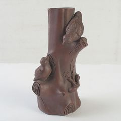 魯*人様 江戸後期 平戸焼 白磁玄武竹形花器 共箱 迫力の造形美 大珍品