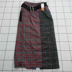 ◇ Θ レディアゼル REDYAZEL チェック柄切替ロングスカート ベルト付き レディース M E  【1512020015524】