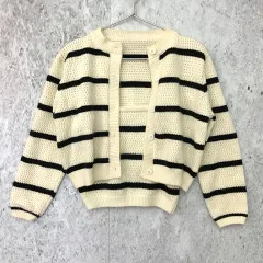 GRL グレイル ボーダー 柄 キャミソール × カーディガン ニット アンサンブル アイボリー Mサイズ 〇◇