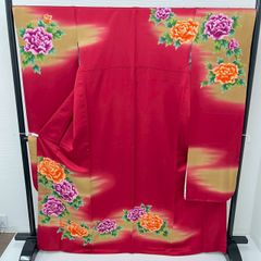 D613 振袖 万寿菊 流水 金彩 正絹 着物 袷 極美品 - メルカリ