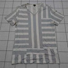 ◇ ⊂ ポール・スミス Paul Smith 幾何学ストライプ柄VネックTシャツ Mサイズ メンズ E  【1512020020771】