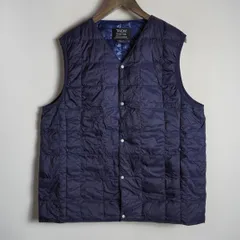 定番 TAION タイオン ベーシック Vネック ボタン インナー ダウン ベスト ナイロン ネイビー 紺 XL 1228P★4