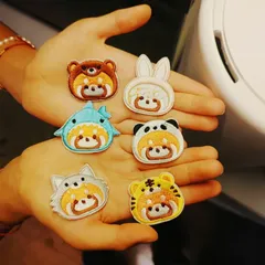 No.376 【6種類セット】アニマル ワッペン レッサーパンダ 刺繍 アイロン接着 アップリケ