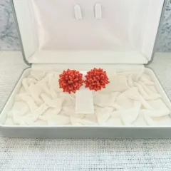 イヤリング　silver　シルバー　サンゴ　珊瑚　ヴィンテージ　アンティーク　EL-1635