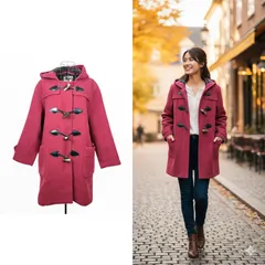 極美品✨ マックレガー ダッフル ロング コート レッド 大きめ フォーマル ウール混 裏地チェック 希少 ユニセックス 男女兼用