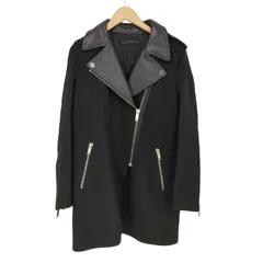 ザラ ZARA ラムレザー ウール ロングライダースジャケット レディース import：L 