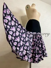 新品　社交ダンス　ラテン　スカート　黒　紫　花柄　オーバースカート　3213