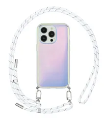 iPhone15Pro ケース ショルダーストラップ 付 クリア 透明 オーロラ ハイブリッド シンプル 無地 スマホ カバー 耐衝撃 ラウンド フィット   6.1inch ３眼 【ゆうパケットにて発送】【一週間以内発送】