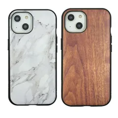 iPhone15 iPhone14 iPhone13 ケース ハイブリッド 大理石調 木目調 マーブル ウォールナット スマホ カバー 耐衝撃 ラウンド フィット   6.1inch ２眼  【ゆうパケットにて7営業日以内発送】のサムネイル