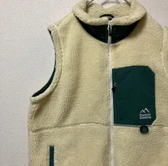フリースベスト　ニットベスト　Franklin Climbing　アイボリー　緑　XLサイズ相当