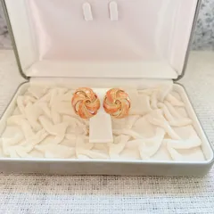 イヤリング　gold　ゴールド　K　日本製　ピンク　ヴィンテージ　アンティーク　EL-1638