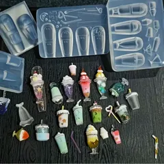 No.377 【全4種】シリコンモールド パフェ ドリンク ミニチュア カフェ レジン デコ