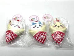 01w-5907 〇  ちいかわ クレープくじ C賞 クレープになっちゃった!! マスコット ちいかわ ハチワレ うさぎ 3点 未開封   【中古品】