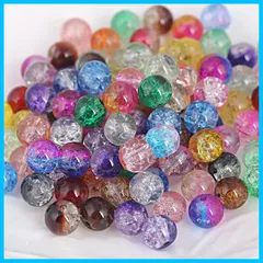【新着商品】ガラスビーズ 混色 ビーズ 約525個 ハンドメイドパーツ YFFSFDC 4/6/8/10mm 4サイズアクセサリー材料 クラックビーズ レジン 手芸用品 DIY用