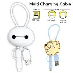 ディズニー ベイマックス プーさん 充電ケーブル Type-C Type-A Lightning microUSB キャラクター かわいい マスコット スマホ 充電 同期 コード 線 充電 ケーブル DNG-244 【ゆうパケットにて発送】【一週間以内発送】