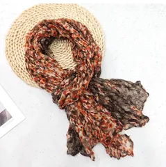 【コーラル】ストール レディース 大判 シワ加工 配色 配色デザイン 薄手 春夏 秋 首元 日よけ 冷房対策 日差し対策